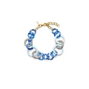 V-69. Lele Sadoughi Blue Marble Crystal Triple Hoop Necklace